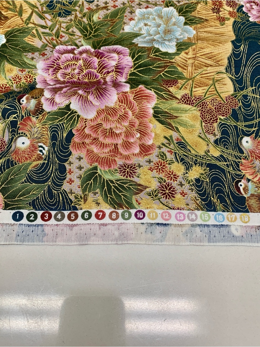 BLANK TEXTILES Asian-Inspired Floral & Duck Cotton Fabric Remnant Patt# M5959 - Picture 6 of 10